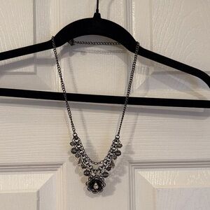 Elegant Silver Necklace with Black Accents